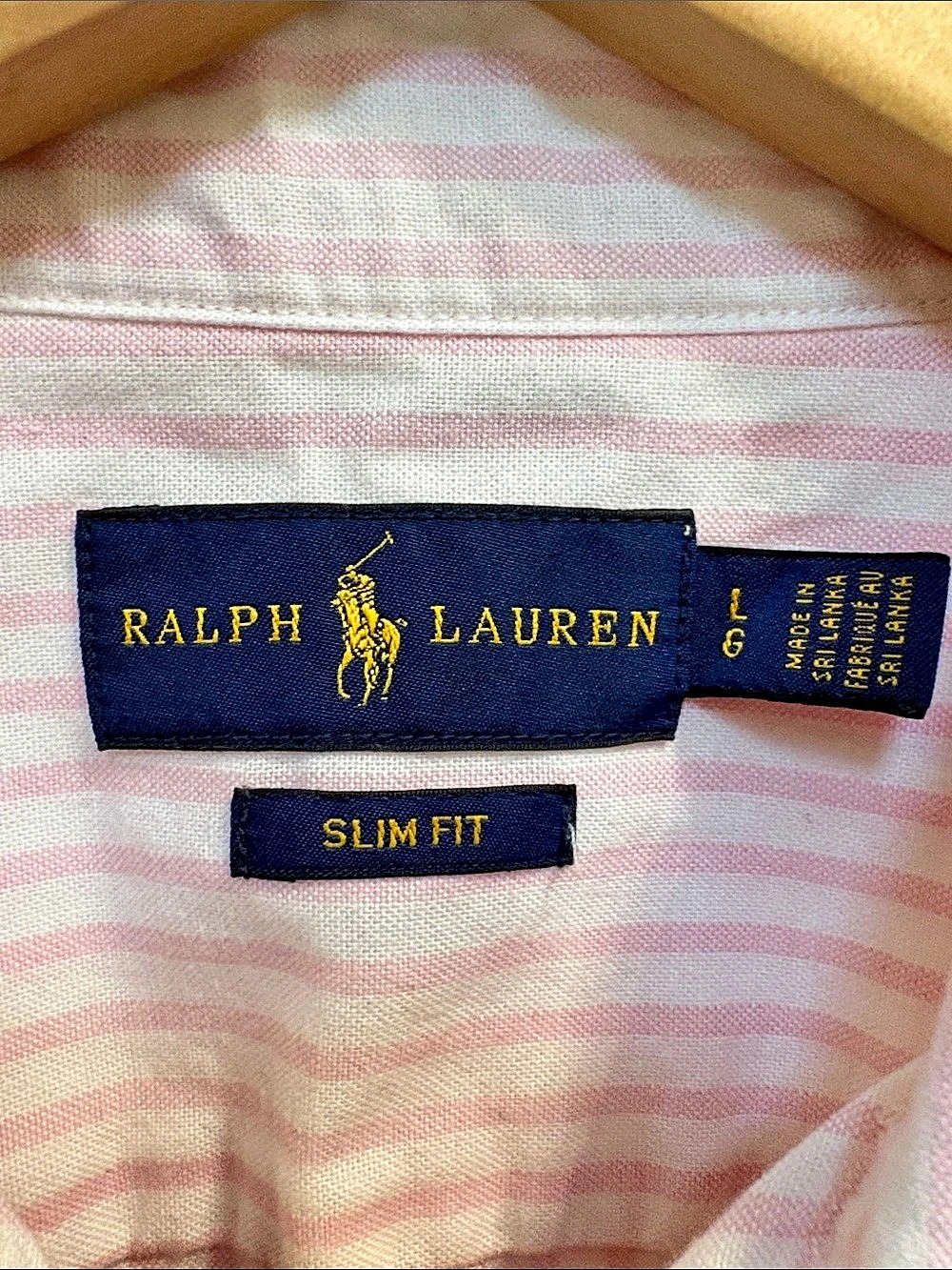 Ralph Lauren Pink White Striped Slim Fit Oxford Button Down Shirt Large - Picture 2 of 8